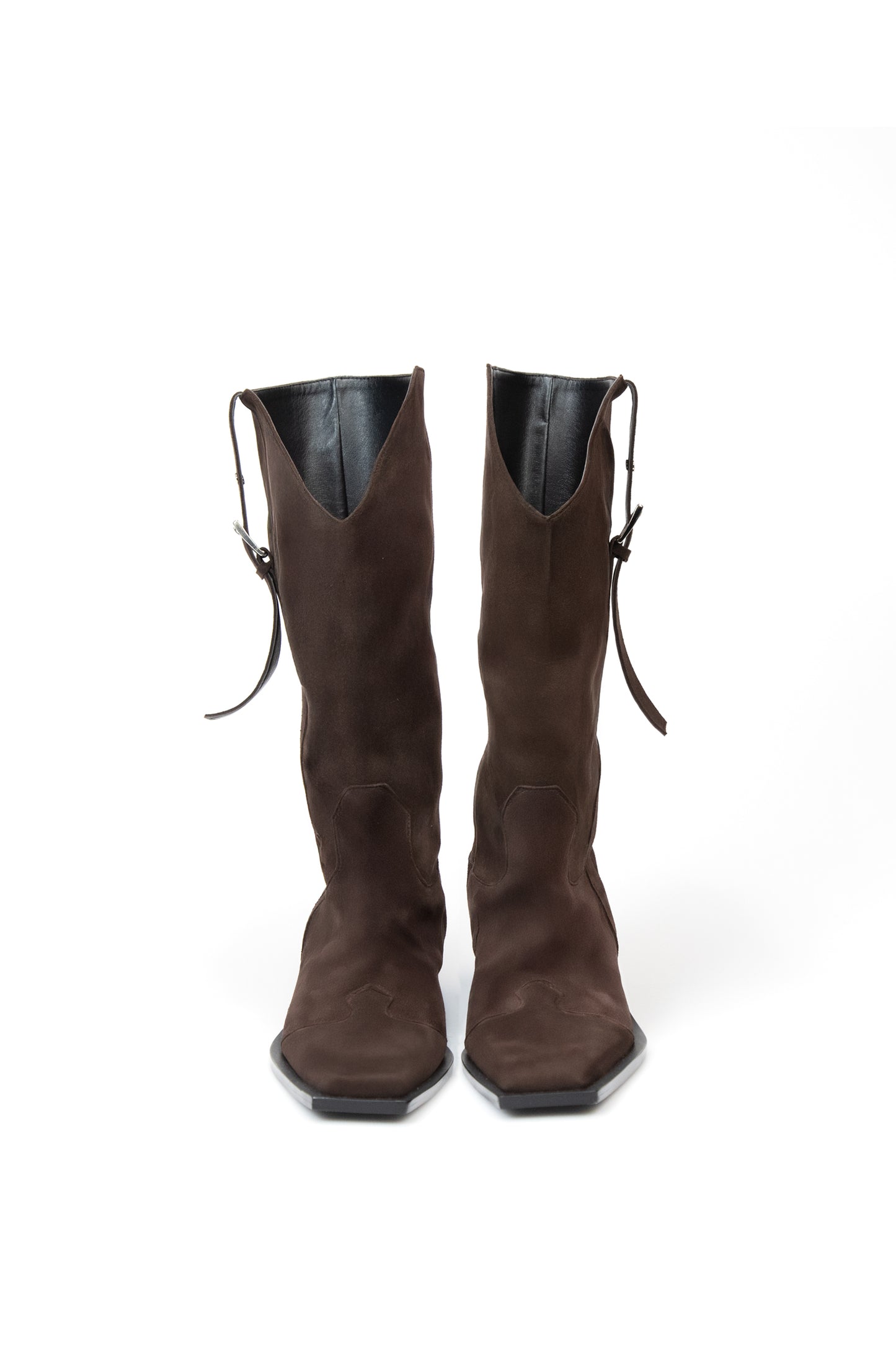 Long Buckle Suede Boots (Brown)
