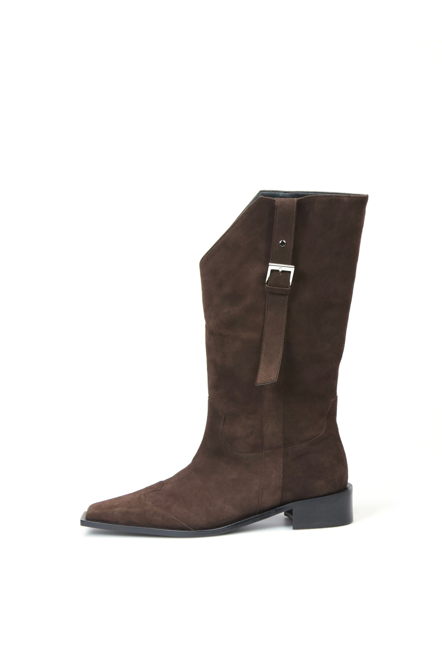 Long Buckle Suede Boots (Brown)